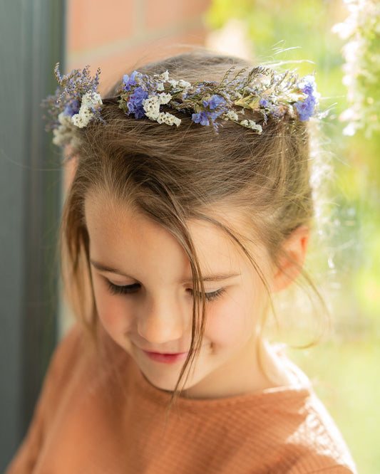 Kit DIY à réaliser - Couronne de tête enfant en fleurs séchées - Bleu
