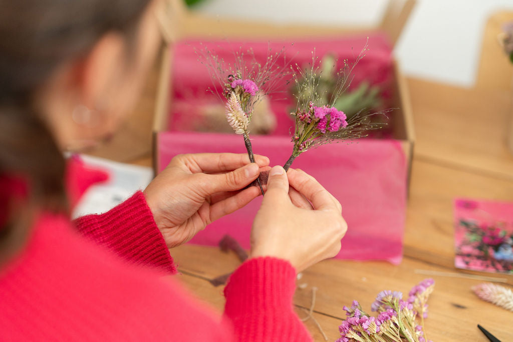 Kit DIY à réaliser - Couronne de tête enfant en fleurs séchées - Rose