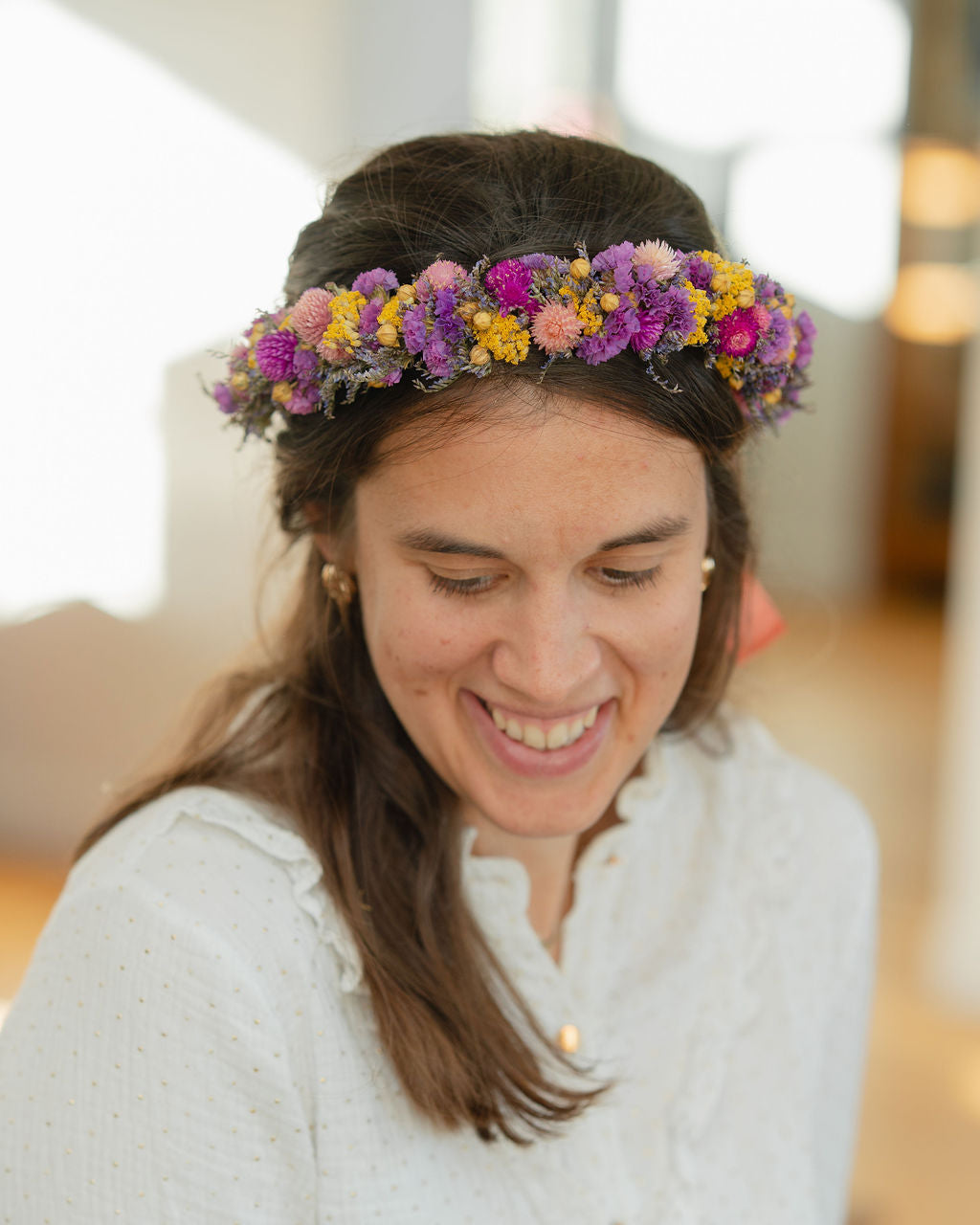 Couronne de tête en fleurs séchées pour cérémonie - Adulte - MOLENE