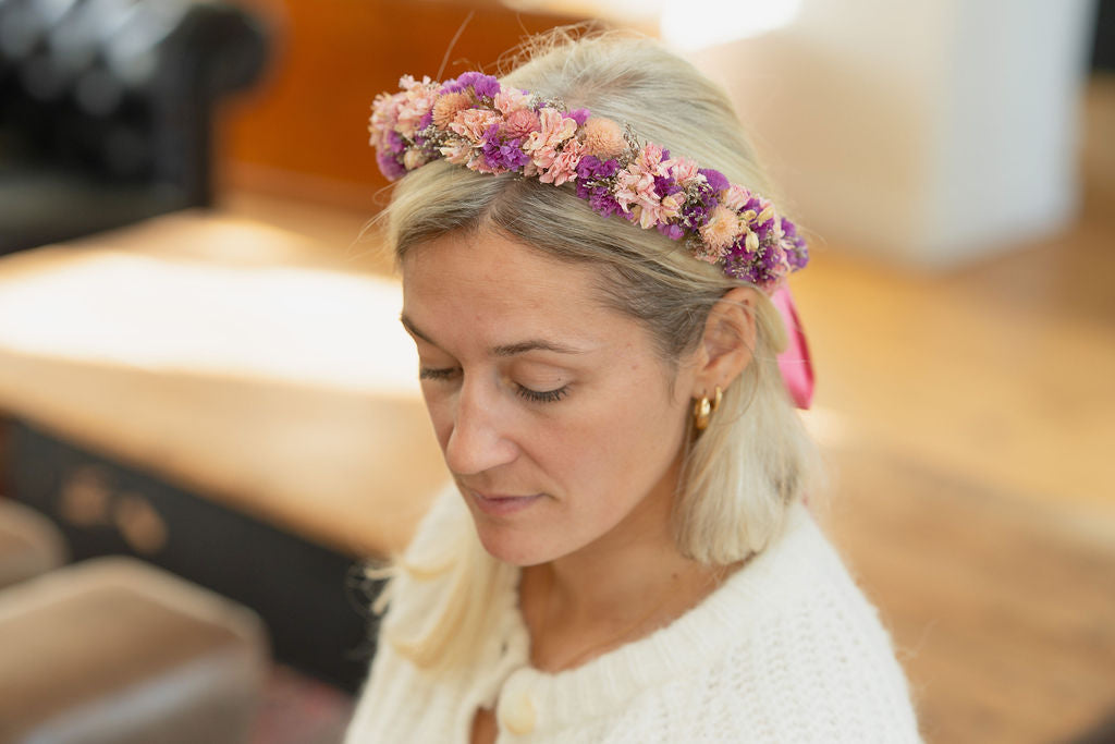 Couronne de tête en fleurs séchées pour cérémonie - Adulte - SAUZON