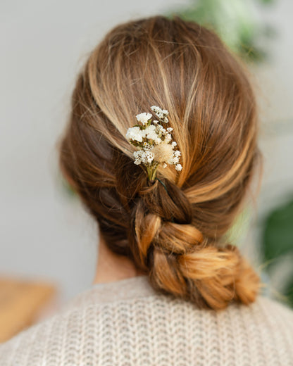 Kit à réaliser DIY - 10 Pics à chignon en fleurs séchées - Blanc