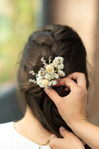 Pic à chignon en fleurs séchées pour cérémonie - HOUAT