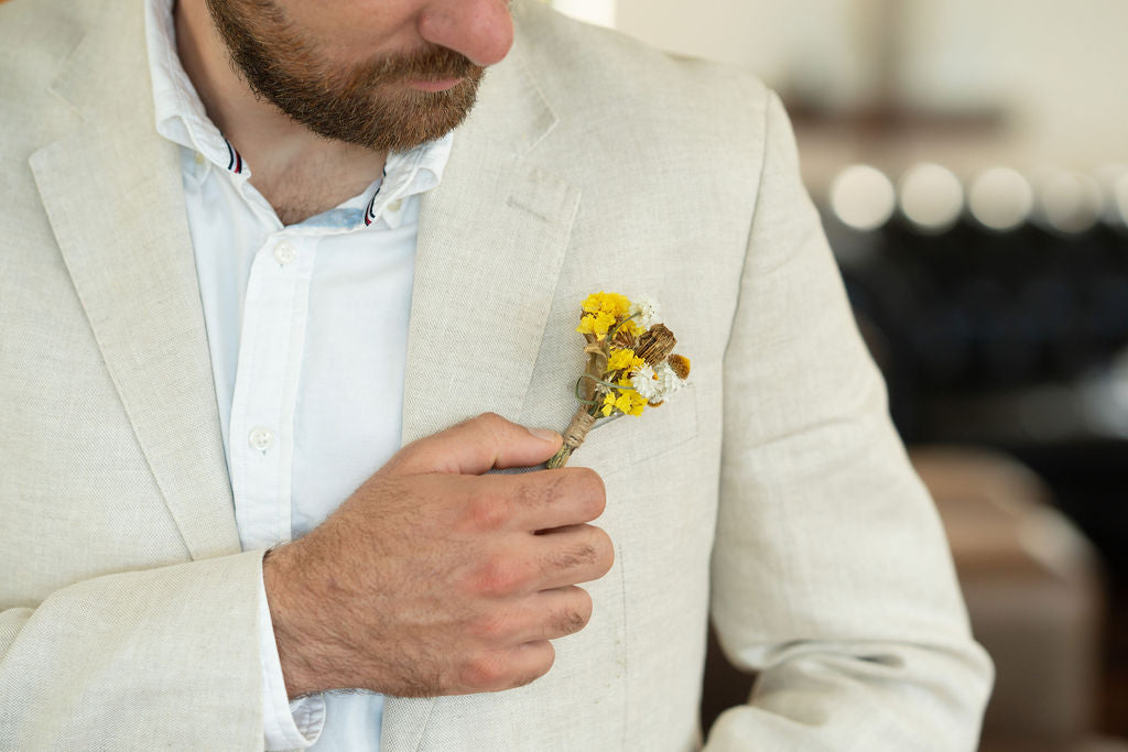 Kit DIY à réaliser - Boutonnières en fleurs séchées - Jaune