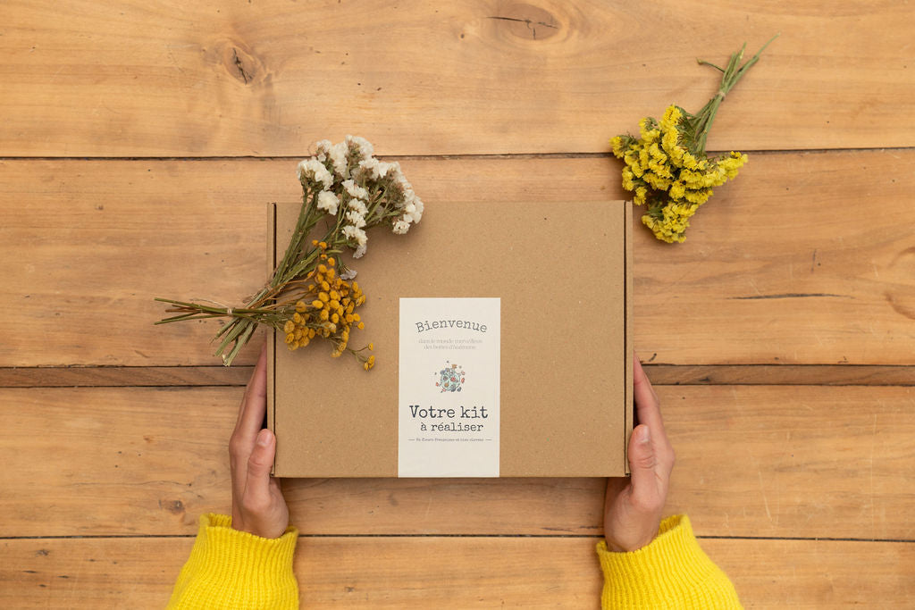 Kit DIY à réaliser - Boutonnières en fleurs séchées - Jaune