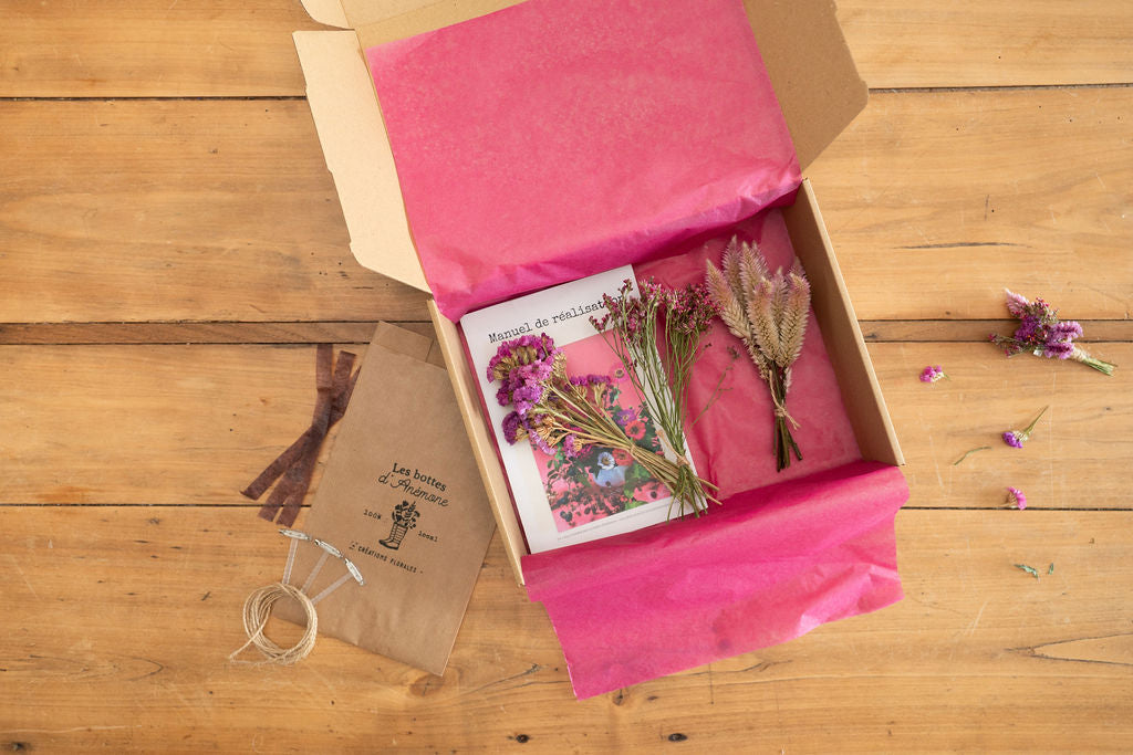 Kit DIY à réaliser - Boutonnières en fleurs séchées - Rose