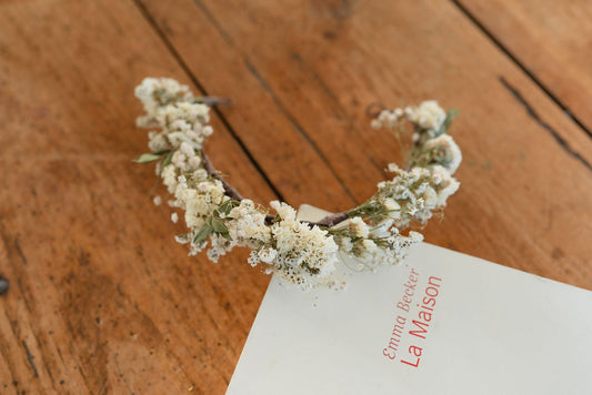 Kit DIY à réaliser - Couronne de tête adulte en fleurs séchées - Blanc