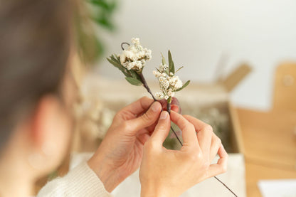 Kit DIY à réaliser - Couronne de tête adulte en fleurs séchées - Blanc