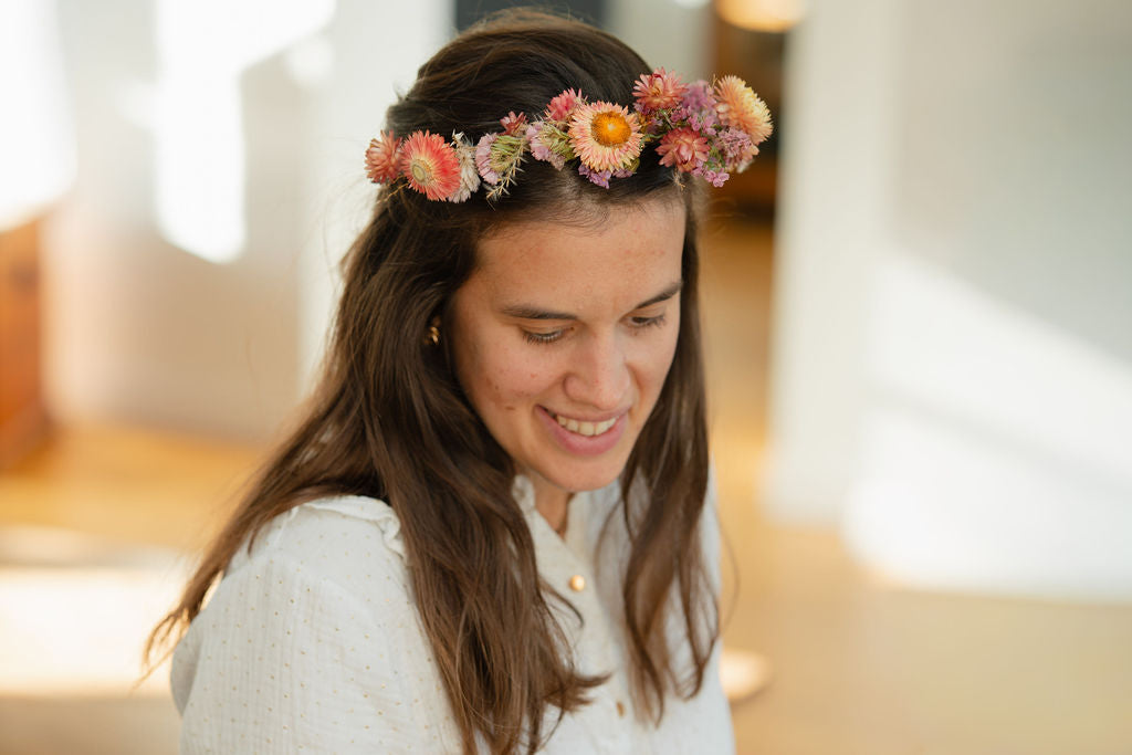 Kit DIY à réaliser - Couronne de tête adulte en fleurs séchées - Pastel