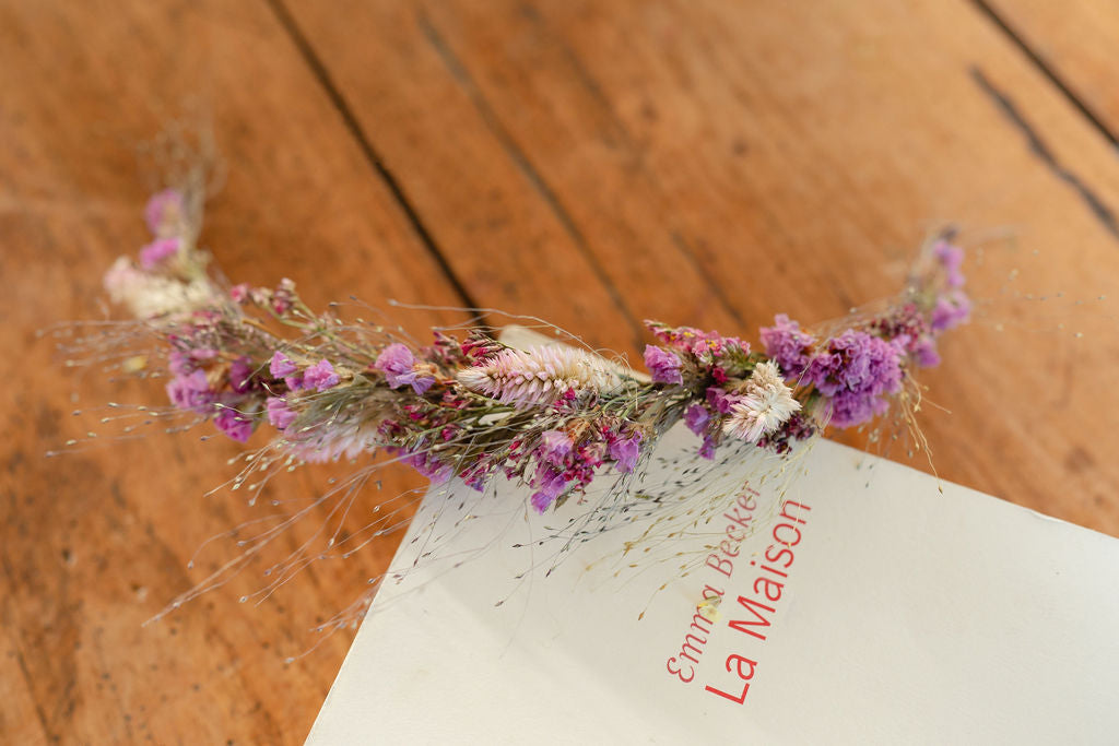 Kit DIY à réaliser - Couronne de tête adulte en fleurs séchées - Rose