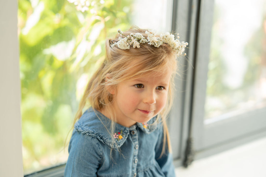 Kit DIY à réaliser - Couronne de tête enfant en fleurs séchées - Blanc