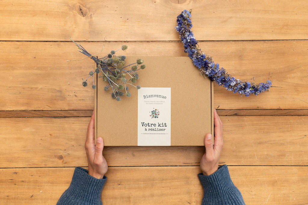 Kit DIY à réaliser - Couronne de tête enfant en fleurs séchées - Bleu