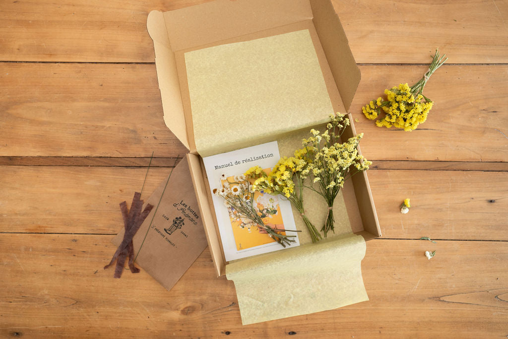 Kit DIY à réaliser - Couronne de tête enfant en fleurs séchées - Jaune