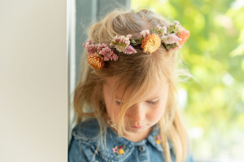 Kit DIY à réaliser - Couronne de tête enfant en fleurs séchées - Pastel