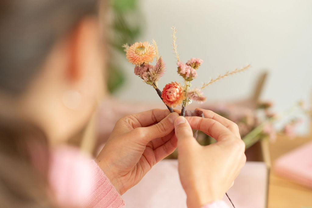 Kit DIY à réaliser - Couronne de tête enfant en fleurs séchées - Pastel