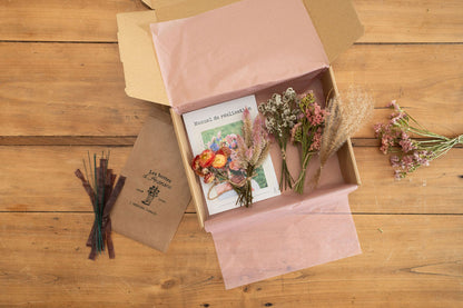 Kit à réaliser DIY - 10 Pics à chignon en fleurs séchées - Pastel