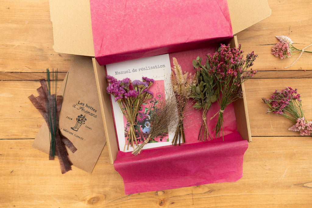 Kit à réaliser DIY - 10 Pics à chignon en fleurs séchées - Rose